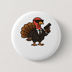 Thanksgiving Turkey with Pumpkin Pie Essential T-S Button