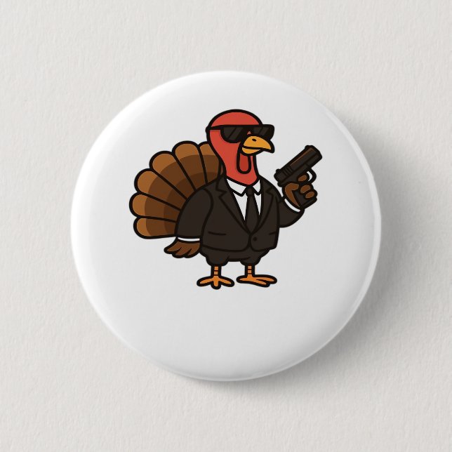 Thanksgiving Turkey with Pumpkin Pie Essential T-S Button (Front)