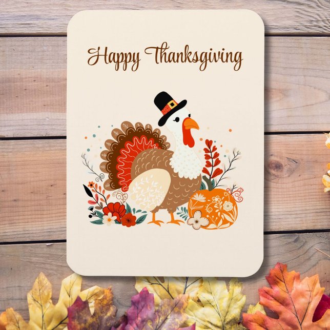 Thanksgiving Turkey With Pumpkins And Autumn Leave Magnet (Creator Uploaded)