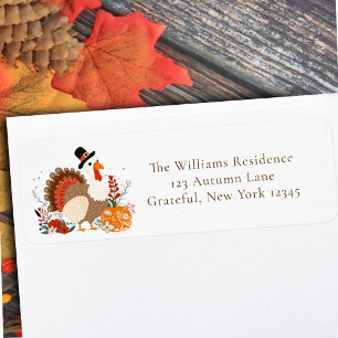 Thanksgiving Turkey With Pumpkins, Autumn Label