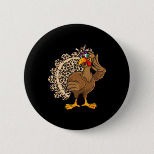 Thanksgiving Turkey Women Girl Leopard Print Autum Button