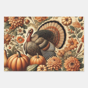 Thanksgiving Turkey Wrapping Paper Sheets