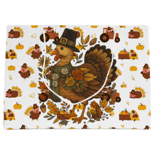 Thanksgiving Turkeys Large Gift Bag
