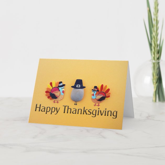 Thanksgiving Turkeys Pilgrim Holiday Card