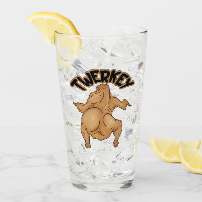 Thanksgiving Twerkey Glass Cup (Front Ice)