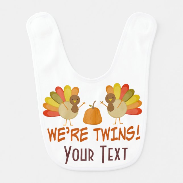 Thanksgiving Twins Turkey Personalized Bib (Front)