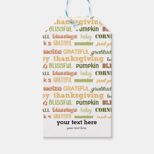Thanksgiving Typography Gift Tags