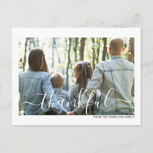 Thanksgiving Typography Photo Personalized Postcard