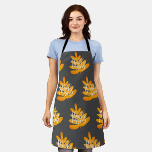 Thanksgiving Typography With Fall Leaf Apron