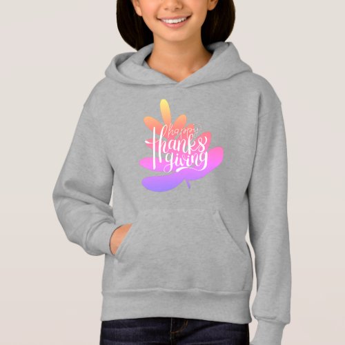 Thanksgiving Typography With Fall Leaf Hoodie