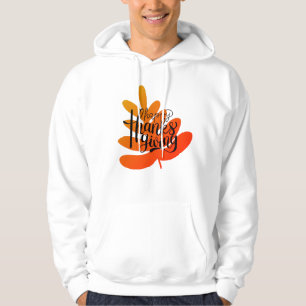 Thanksgiving Typography With Fall Leaf Hoodie