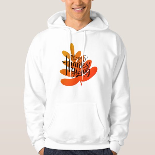 Thanksgiving Typography With Fall Leaf  Hoodie