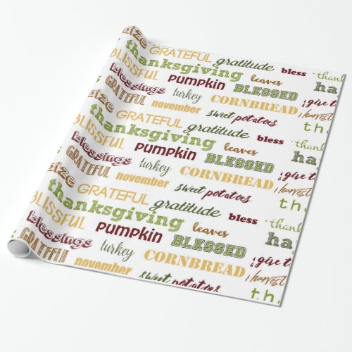 Thanksgiving Typography Wrapping Paper