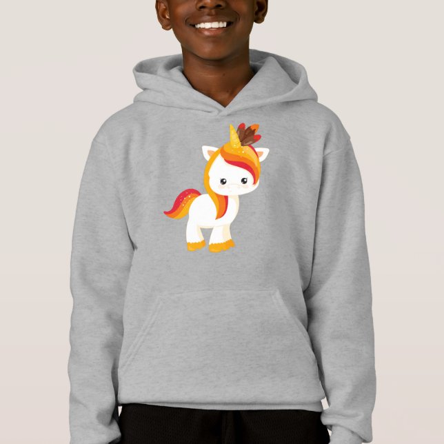 Thanksgiving Unicorn, Cute Unicorn, Feathers Hoodie (Front)
