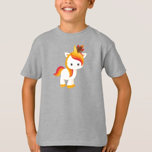 Thanksgiving Unicorn Cute Unicorn Feathers T_Shirt