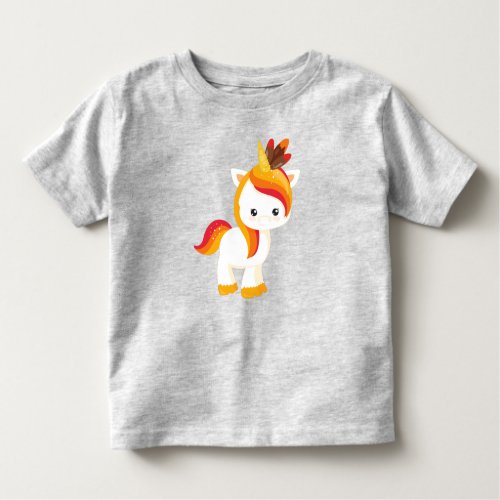 Thanksgiving Unicorn Cute Unicorn Feathers Toddler T_shirt