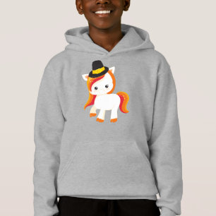 Thanksgiving Unicorn, Cute Unicorn, Pilgrim Hat Hoodie