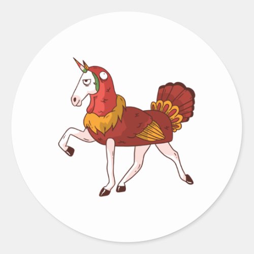 Thanksgiving Unicorn Turkey Outfit Gift Classic Round Sticker