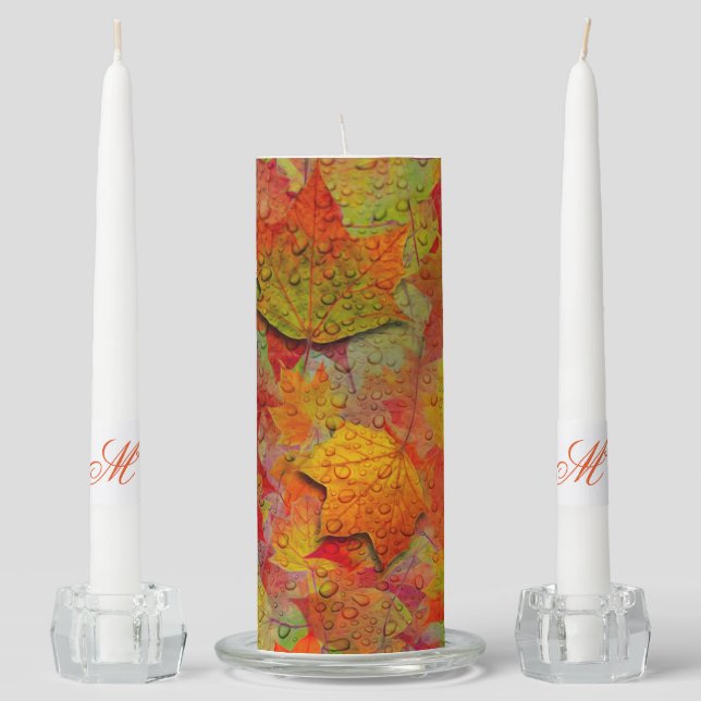 Thanksgiving Unity Candle Set/Autumn Leaves (Front)