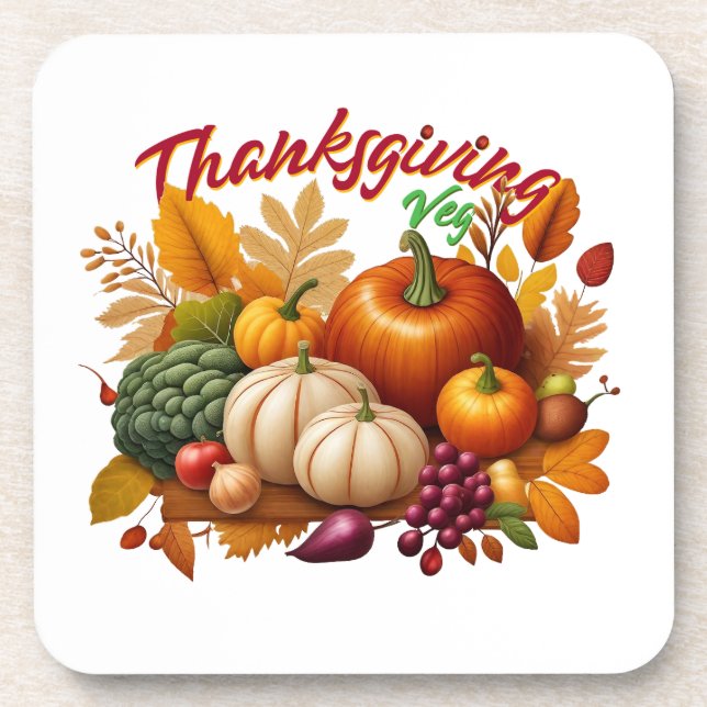 Thanksgiving Vegan Beverage Coaster (Front)