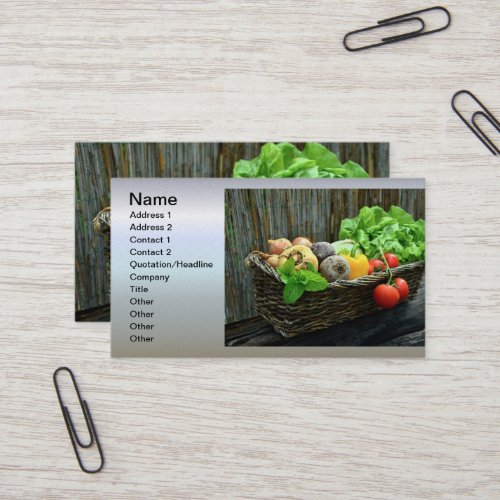 Thanksgiving Vegetable Harvest in a Basket Business Card