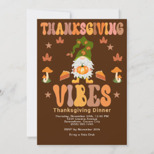 Thanksgiving Vibes Gnome Dinner Invitation