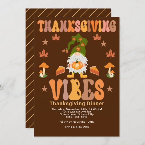 Thanksgiving Vibes Gnome Dinner Invitation