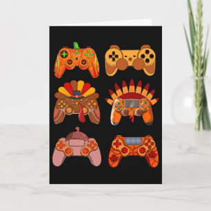 Thanksgiving Video Game Turkey Controllers Fall Ga Card