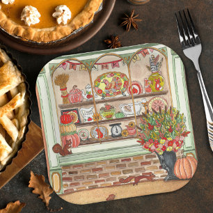 Thanksgiving Vintage Antique Shop Paper Plates