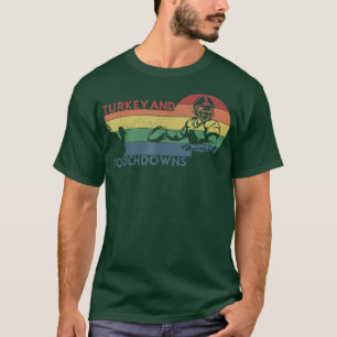 Thanksgiving Vintage Retro Turkey and Touchdowns F T-Shirt