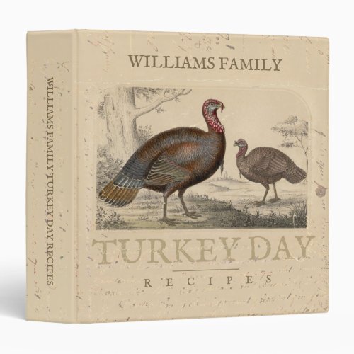 Thanksgiving Vintage Turkey Day Family Recipe 3 Ring Binder