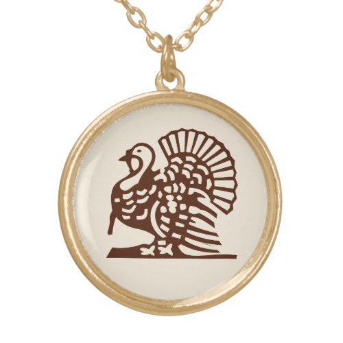 Thanksgiving  Vintage Turkey Gold Plated Necklace