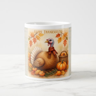 Thanksgiving, Vintage Turkey Happy Thanksgiving Giant Coffee Mug