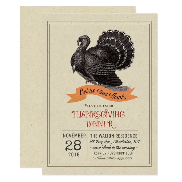 Thanksgiving Vintage Turkey Invitation