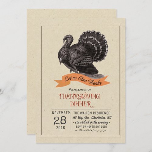 Thanksgiving Vintage Turkey Invitation