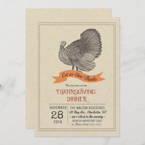 Thanksgiving Vintage Turkey Invitation