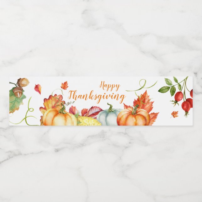 Thanksgiving Water Bottle Label (Single Label)
