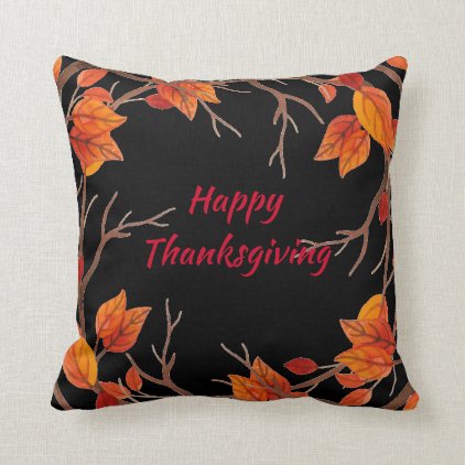 Thanksgiving Watercolor Autumn Leaves Throw Pillow