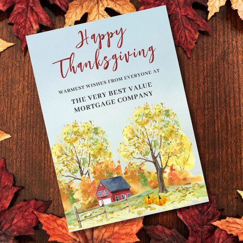 Thanksgiving Watercolor Corporate Autumn Card