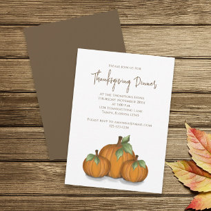 Thanksgiving Watercolor Elegant Pumpkins Classic Invitation