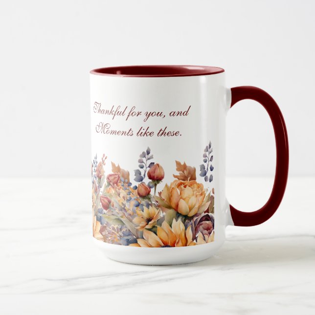 Thanksgiving-Watercolor Fall Flowers- Mug (Right)