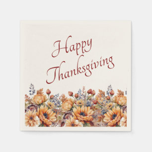Thanksgiving-Watercolor Fall Flowers- Napkins