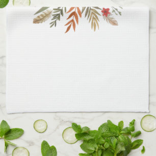 THANKSGIVING WATERCOLOR FALL FOLIAGE KITCHEN TOWEL