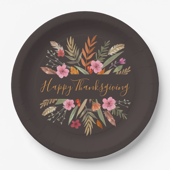 Thanksgiving Watercolor Fall Foliage Paper Plates Zazzle Com