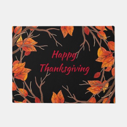 Thanksgiving Watercolor Fall Leaves Doormat