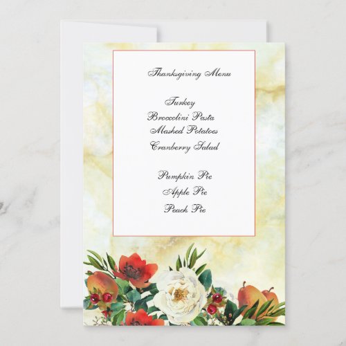 Thanksgiving Watercolor Flower Stationery Invitation