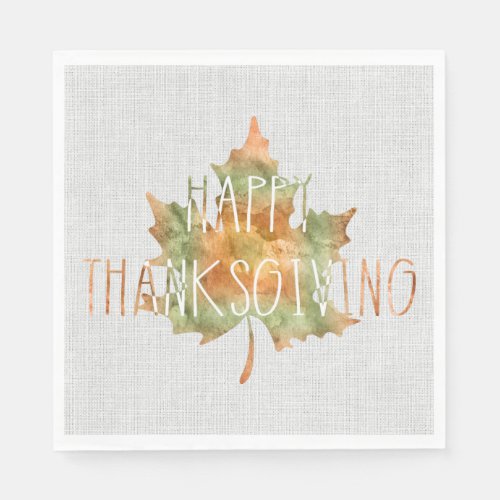 Thanksgiving _ Watercolor Leaf Paper Dinner Napkin