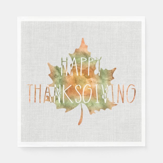 Thanksgiving - Watercolor Leaf Paper Dinner Napkin (Front)