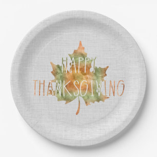 Thanksgiving - Watercolor Leaf Paper Plates