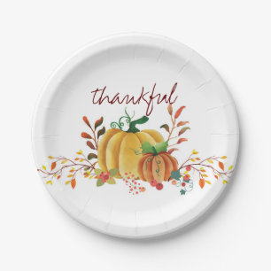 Thanksgiving watercolor Pumpkin design Paper Plates